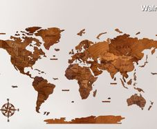 3D Classic Wooden World Map with Country Borders Country Names Capital Names US and Canada Borders and Names 3D Map Effect