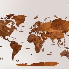 3D Classic Wooden World Map with Country Borders Country Names Capital Names US and Canada Borders and Names 3D Map Effect
