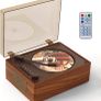 Vintage Portable CD Player with Bluetooth, Aesthetic Room Decor Music Player with Clear Dust Cover, Built in Speakers, Gift for Teens, Kids & Kpop Album Fans, Brown Image 6