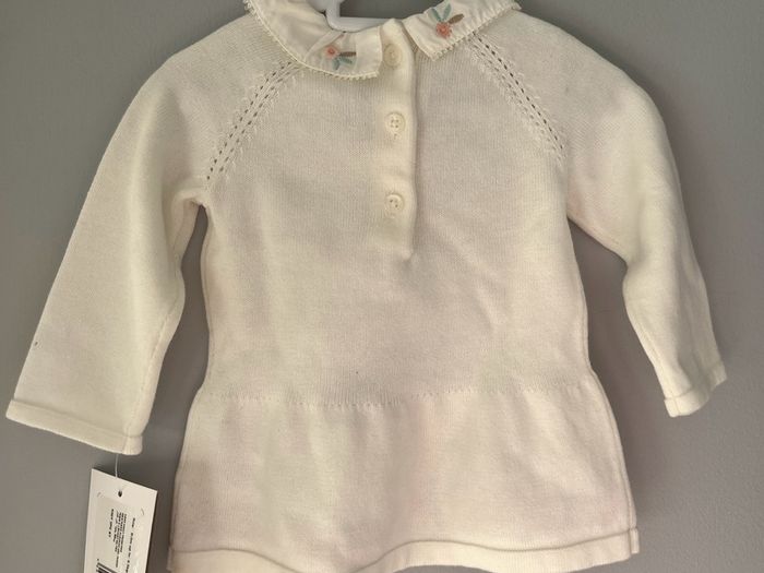 Mamas and Papas Baby Girl 2 Piece Fine Knitted Set Cream Embroidered Flowers  0-3mths BNWT