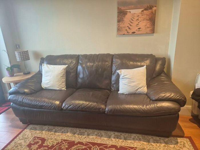 Brown leather couch