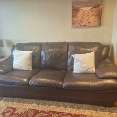 Brown leather couch