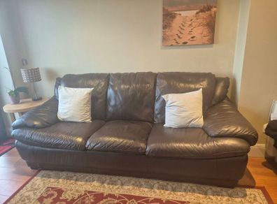 Brown leather couch