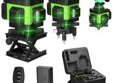 16 Lines Laser Level 3 360 Green Floor Laser Level 3 Auto-Leveling USB Rechargeable Vertical & Horizontal Laser Measuring Tool