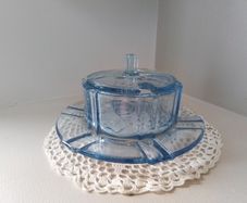 Art Deco Lidded Blue Dish