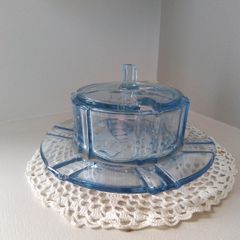 Art Deco Lidded Blue Dish