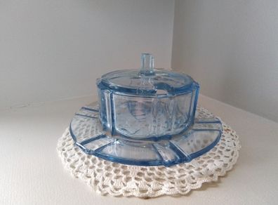 Art Deco Lidded Blue Dish