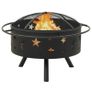 Rustic Fire Pit with Poker 76 cm XXL Steel Image 5