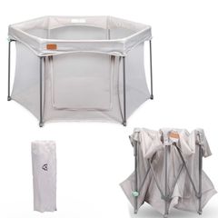 Baby Playpen, Pop-Up Compact Playpen, 360 Degree All-Round View, Matching Floor Mat, Foldable, Strong and Durable