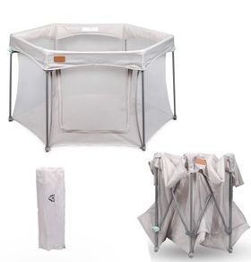 Baby Playpen, Pop-Up Compact Playpen, 360 Degree All-Round View, Matching Floor Mat, Foldable, Strong and Durable