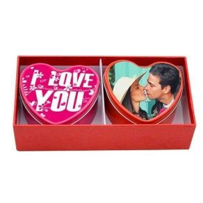Personalised with photos Love heart tins & Scented Candles - Red or pink color great valentines day gift present