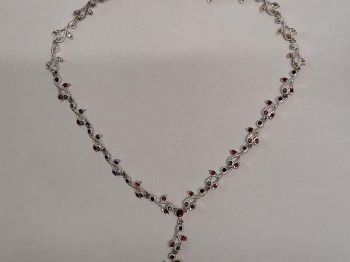 Necklace and earrings set colourful crystals