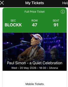 2 tickets- Paul Simon Dublin