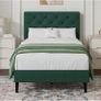 Single Bed Frame with Headboard, 90 X 190, Green Upholstered Bed Frame, Adjustable, Heavy Duty, Easy Assembly, No Box Spring Needed Image 3