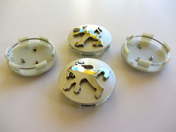 1set Peugeot 60mm Alloy Wheel Center Caps cap Hub Cover silver & chrome logo
