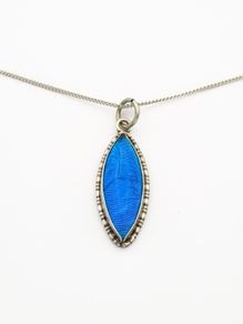 Vintage 925 Sterling Silver Real Butterfly Wing Necklace