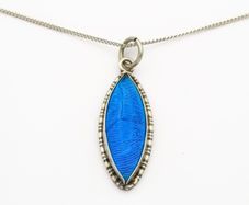 Vintage 925 Sterling Silver Real Butterfly Wing Necklace