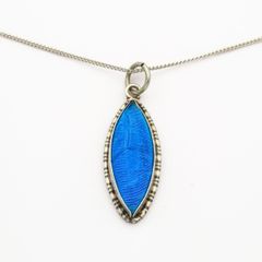 Vintage 925 Sterling Silver Real Butterfly Wing Necklace