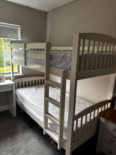 Bunk beds with mattresses