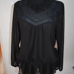 Stunning black lace embroidered blouse Select size UK12 EU40 Postage included