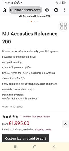 One of the very best subwoofers ever made MJ Acoustics Reference 200