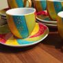 Vibrant Hand-Painted Espresso Cup & Saucer Set (6-Piece) Image 2
