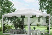 4 m x 3 m Gazebo Party Tent - Outdoor Canopy Garden Sun Shade with Mesh Sidewalls, White