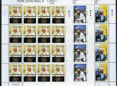 2003 Ireland 25th Anniversary of the Election of Pope John Paul II Commemorative Stamps Sheetlet Plate 1A1A1A1A Mint Never Hinged (MNH)