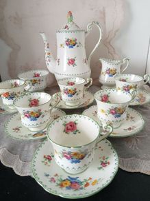 Art Deco Paragon  "Floral Cross Stitch" Coffee Set