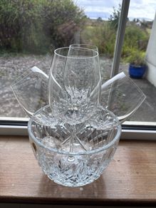 Waterford crystal seahorse bowl and glasses