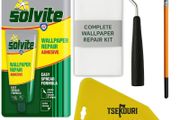 Wallpaper Repair Adhesive Tube (56g) with Foam Seam Roller, Smoother Tool With 0.9cm Brush &amp; Cleaning Cloth  Complete Wallpaper Repair Set by Tsekouri