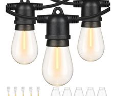 150FT/45m Outdoor String Lights LED, Garden Lights Mains Powered Waterproof IP65 with 45+2 Plastic Bulbs, Shatterproof Festoon Lights for Outside Patio Gazebo Yard Party Wedding, Warm White