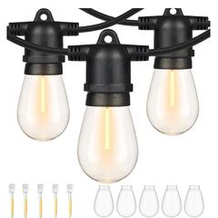 150FT/45m Outdoor String Lights LED, Garden Lights Mains Powered Waterproof IP65 with 45+2 Plastic Bulbs, Shatterproof Festoon Lights for Outside Patio Gazebo Yard Party Wedding, Warm White