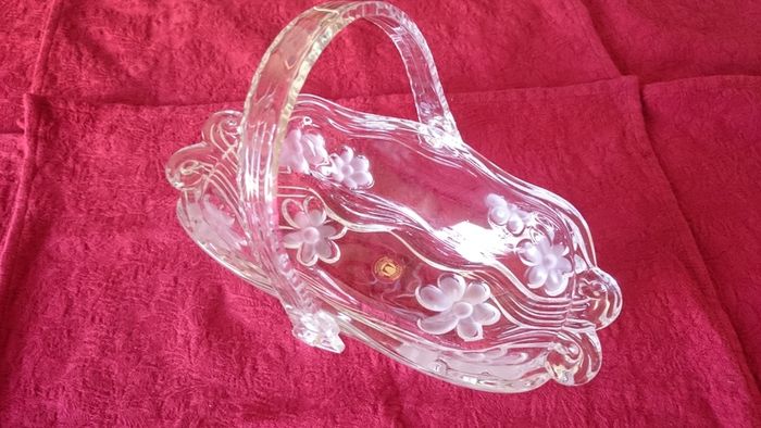 Vintage Original Waltherglas Germany 10 Inch Long Art Deco Glass Basket