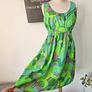 Vintage 1960s psychedelic green mini dress S M retro floral Image 2