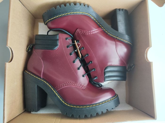 Dr Martens Persephone cherry red chunky heel platform boots UK8 EU42 US10