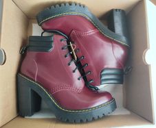 Dr Martens Persephone cherry red chunky heel platform boots UK8 EU42 US10