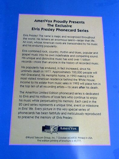 The World of Elvis AmeriVox callcard collection Elvis Presley
