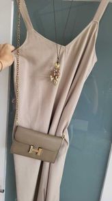 H&M linen mix strappy dress with pockets Sz 12