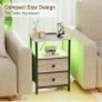 Bedside Table with LED Light, Small Side Table with Charging Station Image 2