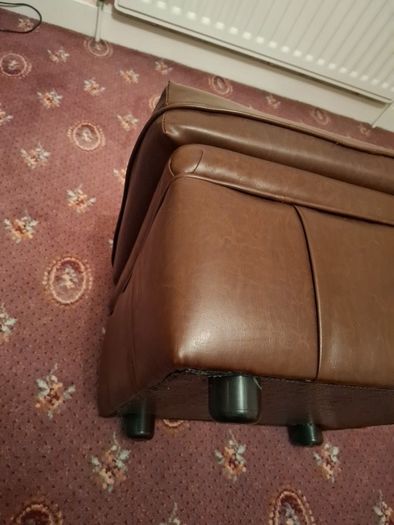 Brown Leather Style Pouffe Footstool