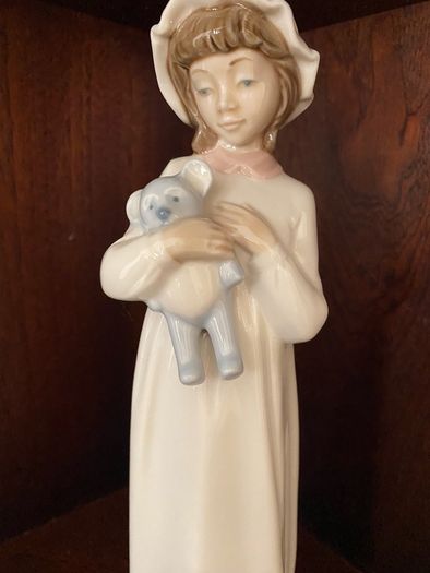 Nadal Valencia Spain Porcelain Girl with Teddy Bear Figurine