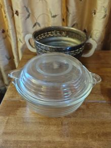 Vintage Casserole Dish and Stand.