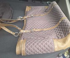 Quilted Shoulder Bag in Taupe and Tan