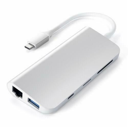 Satechi USB-C Multimedia Adapter 4K Ethernet Display-Port - Silver (High Quality)