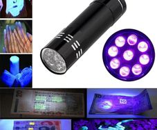 9 LED Torch UV Light Ultra Violet Blacklight LEDS Pocket Flashlight Mini Torch