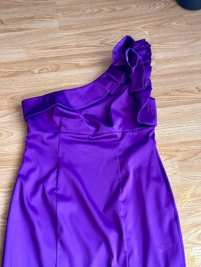 Apart Glamour Purple Satin One-Shoulder Occasion Dress - Size 14