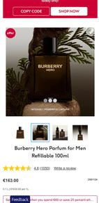 BURBERRY HERO 100ml pure parfum for him