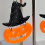 Glitter Witch Hat Jack O' Lantern Pumpkin Earrings Image 4