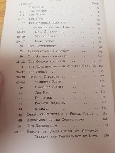 BUNREACHT NA heireann Vintage Constitution of Ireland 1951